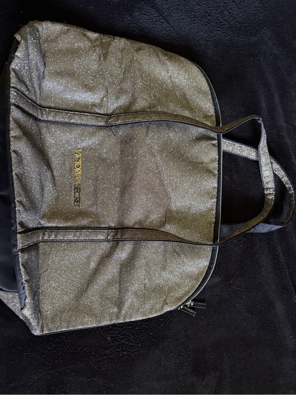 Victoria's Secret Gold Glitter Tote Bag